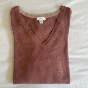 J. Jill Dusty Pink Rose V-Neck Cotton Blend Lightweight Sweater